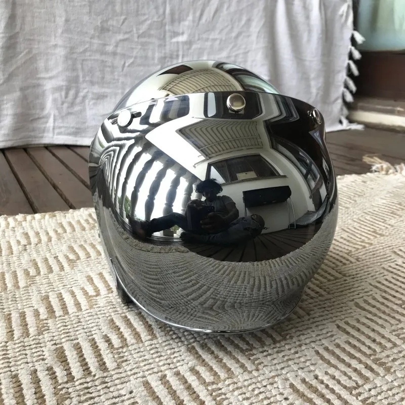 Mirror Silver Chrome Motorcycl - огляд і ціна Vintage Open Face Retro Helmet