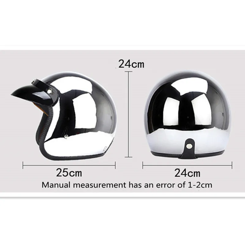 Mirror Silver Chrome Motorcycl - огляд і ціна Vintage Open Face Retro Helmet