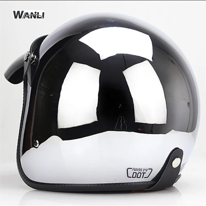 Mirror Silver Chrome Motorcycl - огляд і ціна Vintage Open Face Retro Helmet