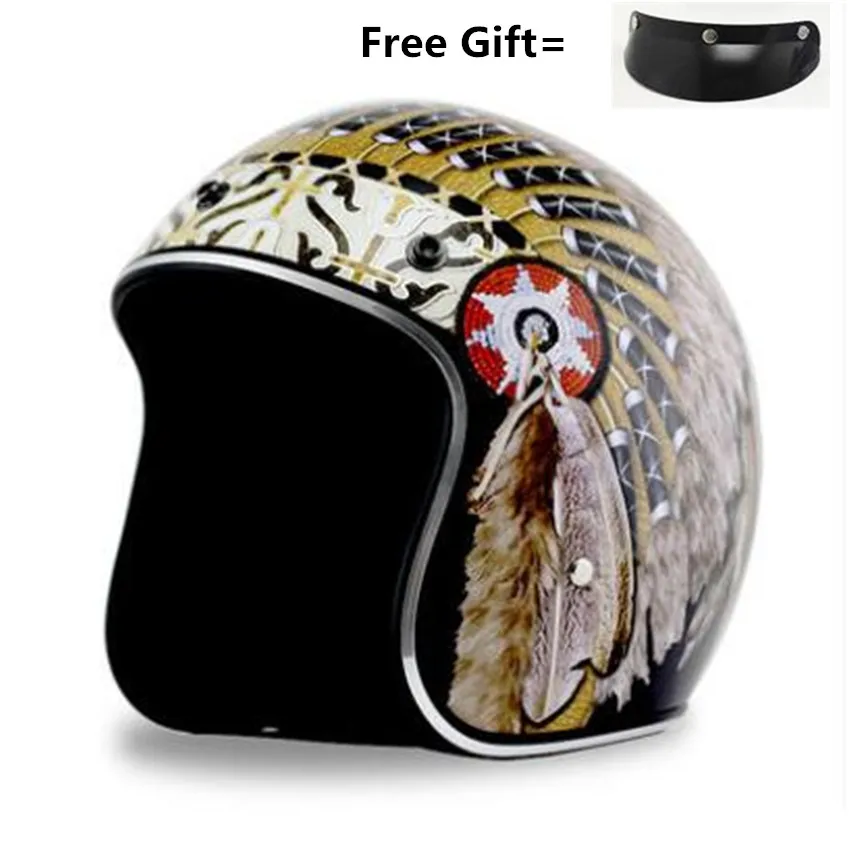 Black Vintage Motorcycle Helme - огляд і ціна Vintage Open Face Retro Helmet