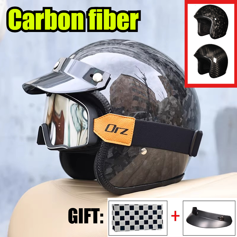 2026 Carbon Fiber Vintage Helm - огляд і ціна Carbon Fiber Lightweight Motorcycle Helmet