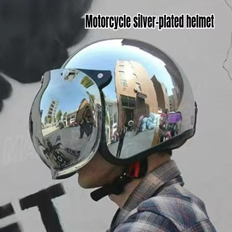 Hot Unique Silver Plating Open - огляд і ціна Vintage Open Face Retro Helmet