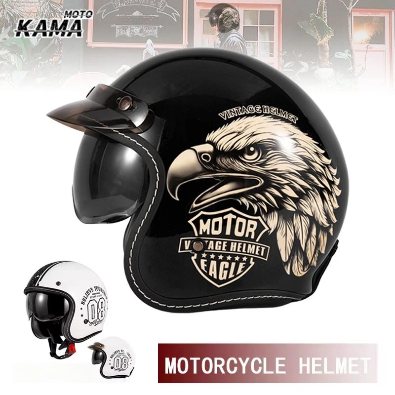 HOT Open Face Motorcycle Helme - огляд і ціна Vintage Open Face Retro Helmet